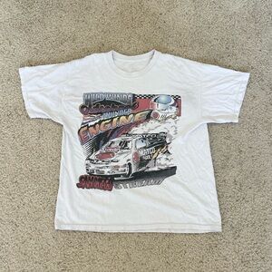 John Galt White Oversized Car Racing Graphic Tee